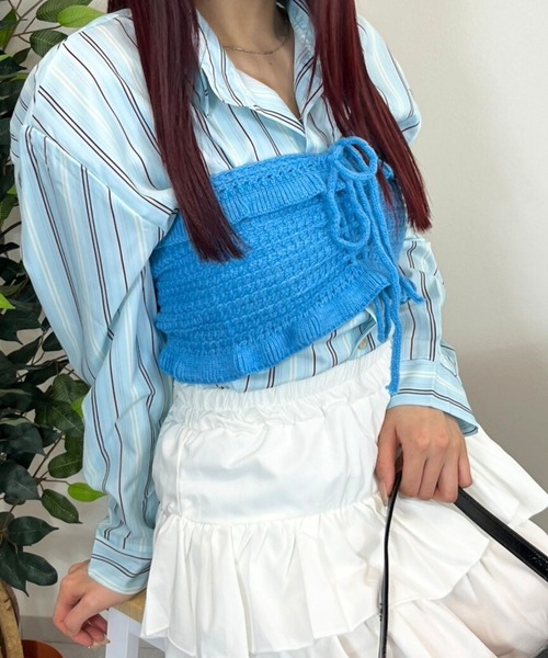 almo(アルモ)の「TNK フロントシャーリングニットビスチェ(se)(その他トップス・レディース・サックスブルー/レッド/グリーン・FREE)」の12枚目の写真