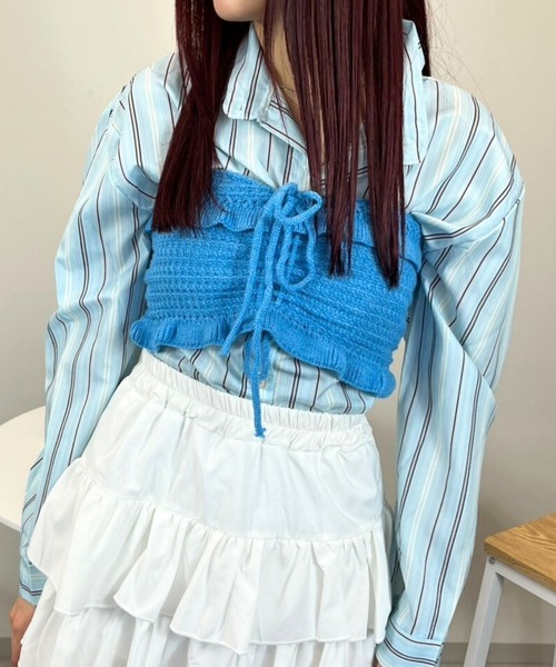 almo(アルモ)の「TNK フロントシャーリングニットビスチェ(se)(その他トップス・レディース・サックスブルー/レッド/グリーン・FREE)」の15枚目の写真