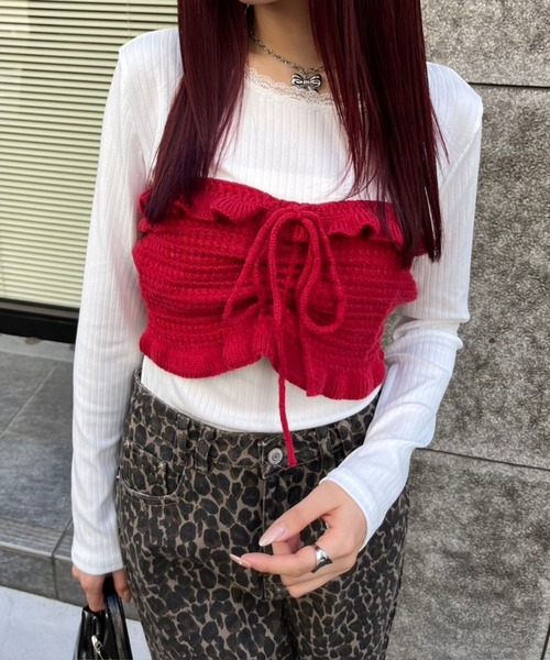 almo(アルモ)の「TNK フロントシャーリングニットビスチェ(se)(その他トップス・レディース・サックスブルー/レッド/グリーン・FREE)」の17枚目の写真