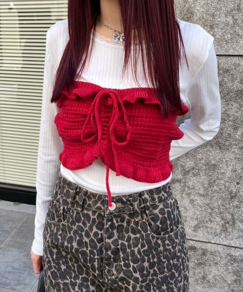 almo(アルモ)の「TNK フロントシャーリングニットビスチェ(se)(その他トップス・レディース・サックスブルー/レッド/グリーン・FREE)」の18枚目の写真