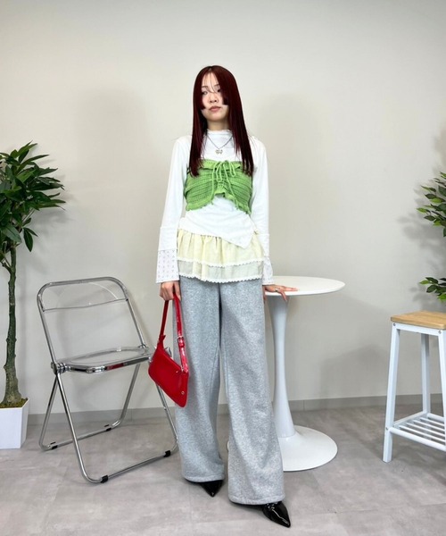 almo(アルモ)の「TNK フロントシャーリングニットビスチェ(se)(その他トップス・レディース・サックスブルー/レッド/グリーン・FREE)」の6枚目の写真