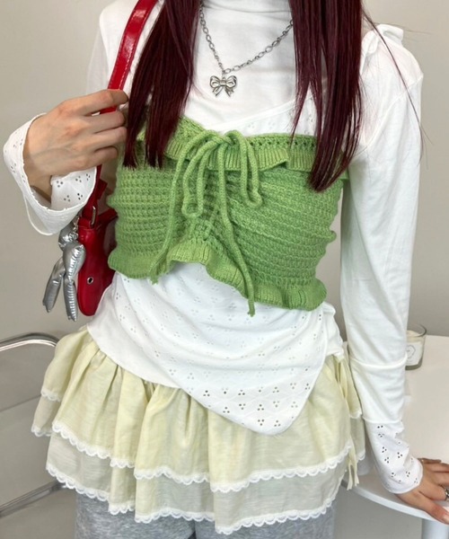 almo(アルモ)の「TNK フロントシャーリングニットビスチェ(se)(その他トップス・レディース・サックスブルー/レッド/グリーン・FREE)」の20枚目の写真