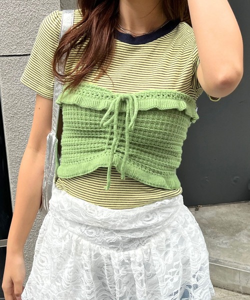 almo(アルモ)の「TNK フロントシャーリングニットビスチェ(se)(その他トップス・レディース・サックスブルー/レッド/グリーン・FREE)」の22枚目の写真