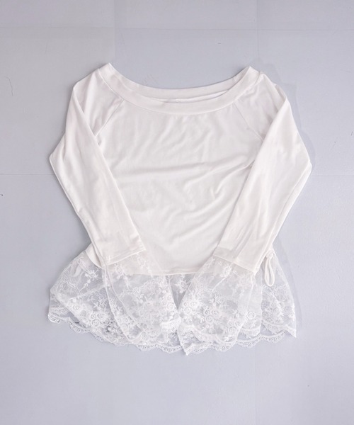 frunco（フランコ）の「【ZOZO限定】ドッキングレースロンT（Tシャツ/カットソー・レディース・レッド/ブラック/ホワイト・MEDIUM）」の2枚目の写真