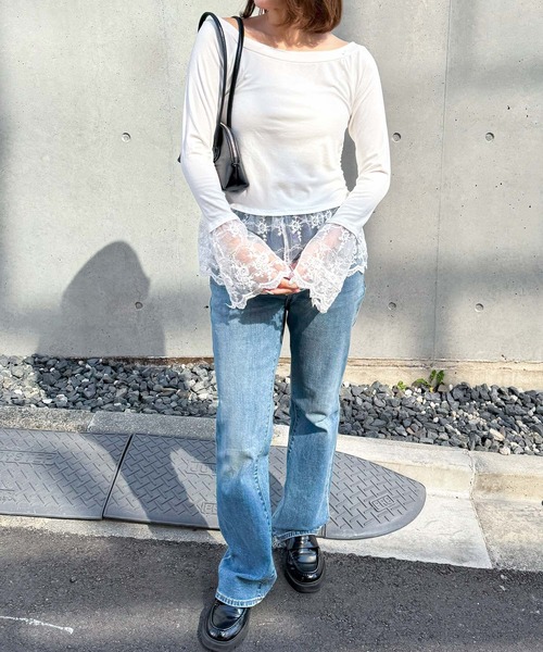 frunco（フランコ）の「【ZOZO限定】ドッキングレースロンT（Tシャツ/カットソー・レディース・レッド/ブラック/ホワイト・MEDIUM）」の19枚目の写真