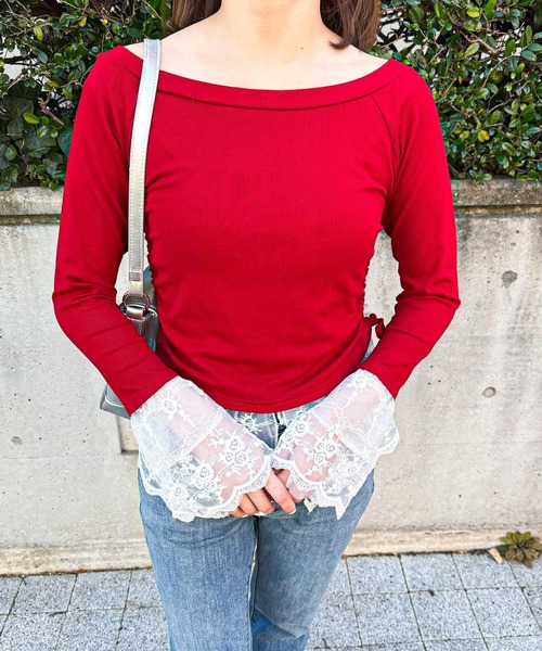 frunco（フランコ）の「【ZOZO限定】ドッキングレースロンT（Tシャツ/カットソー・レディース・レッド/ブラック/ホワイト・MEDIUM）」の15枚目の写真