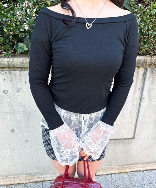 frunco（フランコ）の「【ZOZO限定】ドッキングレースロンT（Tシャツ/カットソー・レディース・レッド/ブラック/ホワイト・MEDIUM）」の8枚目の写真