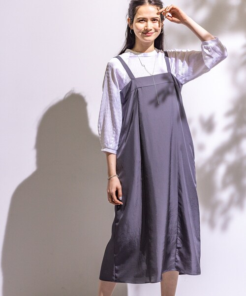 INDIVI 裾ティアード ワンピース 【マシンウォッシュ】 INDIVI（インディヴィ）の「◇[L]【マシンウォッシュ】裾