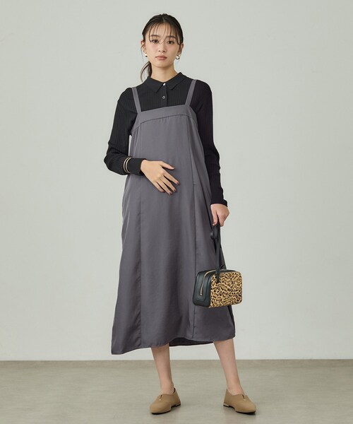 INDIVI（インディヴィ）の「【洗える／UVケア】スリップワンピース（ワンピース・レディース・グレー/ライトグレー系5/ネイビー・38/34/15 /13/05）」の9枚目の写真