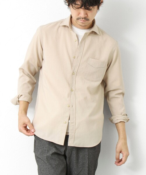 NOLLEY’S（ノーリーズ）の「EVALET《防しわ/ストレッチ》カッタウェイシャツ 25SS（シャツ/ブラウス・メンズ・ベージュ/ネイビー/イエロー/ブルー・S/M/L/XL）」の2枚目の写真