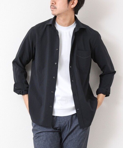 NOLLEY’S（ノーリーズ）の「EVALET《防しわ/ストレッチ》カッタウェイシャツ 25SS（シャツ/ブラウス・メンズ・ベージュ/ネイビー/イエロー/ブルー・S/M/L/XL）」の3枚目の写真