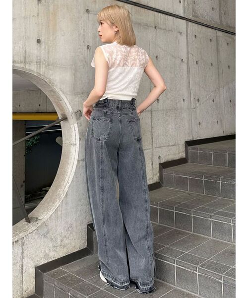 MURUA(ムルーア)の「パターンヴィンテージライクワイドデニム(デニムパンツ・レディース・その他1/ブラック・1/2)」の22枚目の写真