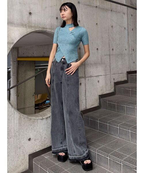 MURUA(ムルーア)の「パターンヴィンテージライクワイドデニム(デニムパンツ・レディース・その他1/ブラック・1/2)」の16枚目の写真