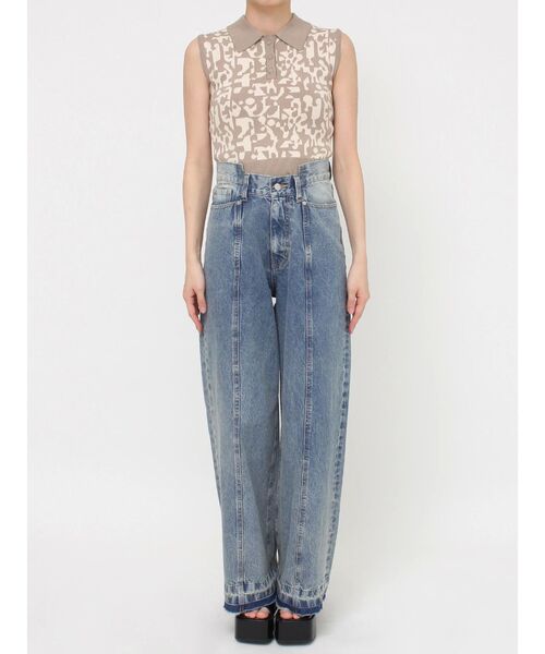 MURUA(ムルーア)の「パターンヴィンテージライクワイドデニム(デニムパンツ・レディース・その他1/ブラック・1/2)」の6枚目の写真