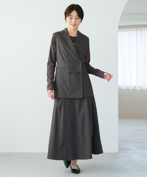 DAMA リネン混 シャンブレー調 ジレサンドベージュ　新品・未使用 Pierrot ベスト リネン混ジレ レディース : ZOZOTOWN Yahoo!店