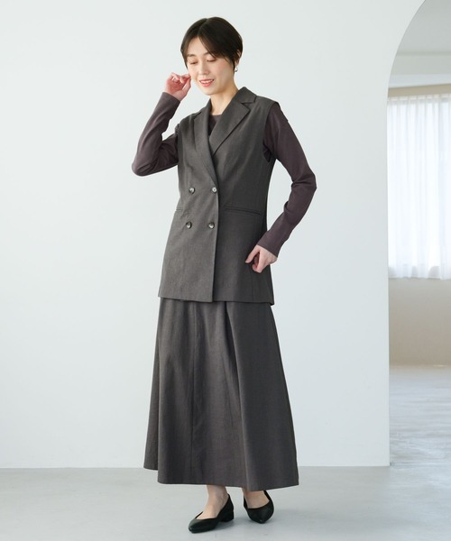 Elura（エルーラ）の「リネン混ジレ/316570（ベスト・レディース・ブラウン系その他/ライトベージュ/チャコールグレー・FREE）」の15枚目の写真