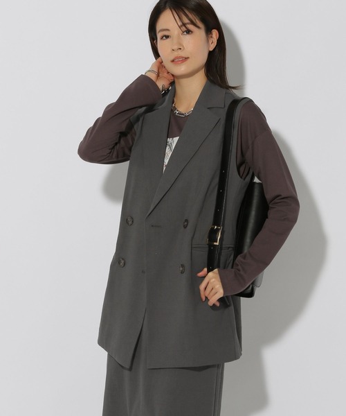 Elura（エルーラ）の「リネン混ジレ/316570（ベスト・レディース・ブラウン系その他/ライトベージュ/チャコールグレー・FREE）」の18枚目の写真