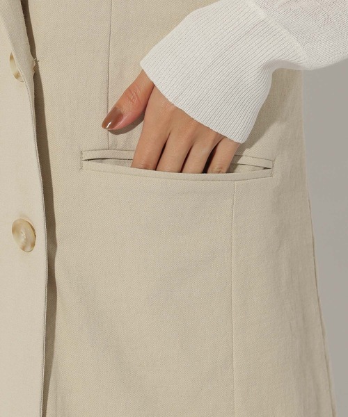 Elura（エルーラ）の「リネン混ジレ/316570（ベスト・レディース・ブラウン系その他/ライトベージュ/チャコールグレー・FREE）」の4枚目の写真