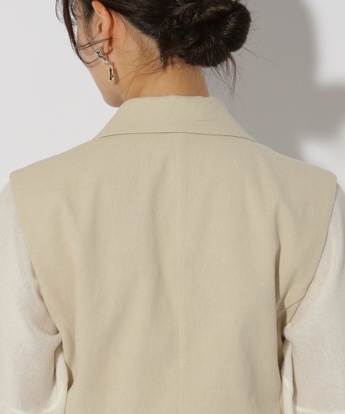 Elura（エルーラ）の「リネン混ジレ/316570（ベスト・レディース・ブラウン系その他/ライトベージュ/チャコールグレー・FREE）」の6枚目の写真