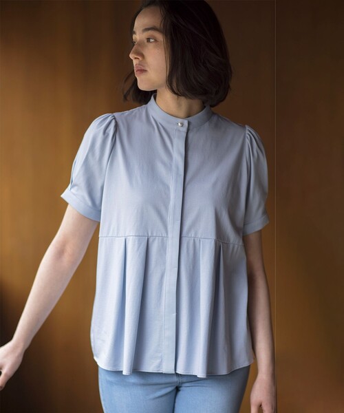 組曲（クミキョク）の「プレーティング天竺5分袖 カットソー（Tシャツ/カットソー・レディース・アイボリー系/サックスブルー系/ネイビー系・6/5/7）」の3枚目の写真