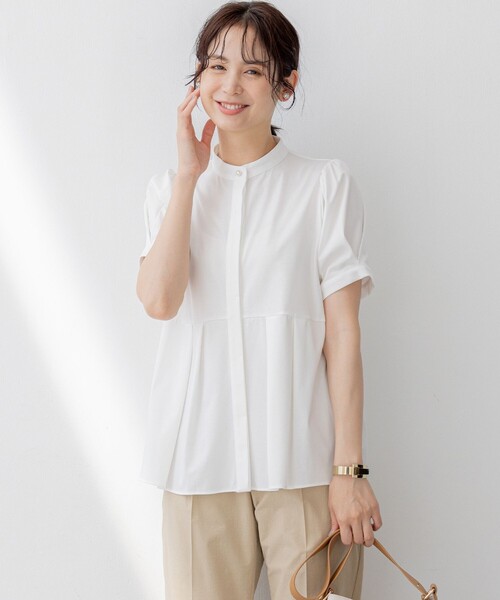 組曲（クミキョク）の「プレーティング天竺5分袖 カットソー（Tシャツ/カットソー・レディース・アイボリー系/サックスブルー系/ネイビー系・6/5/7）」の10枚目の写真