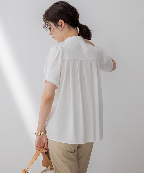 組曲（クミキョク）の「プレーティング天竺5分袖 カットソー（Tシャツ/カットソー・レディース・アイボリー系/サックスブルー系/ネイビー系・6/5/7）」の12枚目の写真