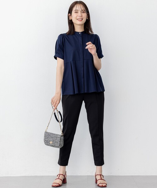 組曲（クミキョク）の「プレーティング天竺5分袖 カットソー（Tシャツ/カットソー・レディース・アイボリー系/サックスブルー系/ネイビー系・6/5/7）」の16枚目の写真