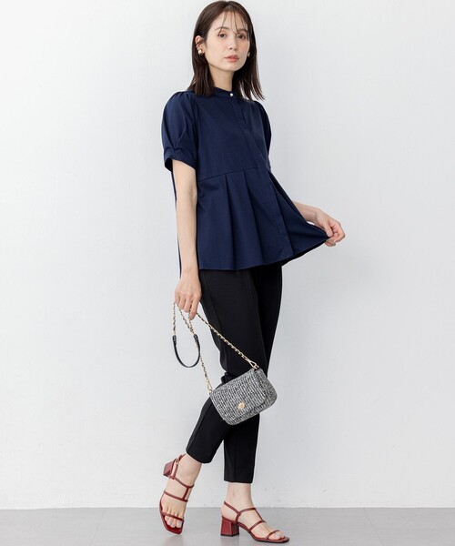 組曲（クミキョク）の「プレーティング天竺5分袖 カットソー（Tシャツ/カットソー・レディース・アイボリー系/サックスブルー系/ネイビー系・6/5/7）」の17枚目の写真