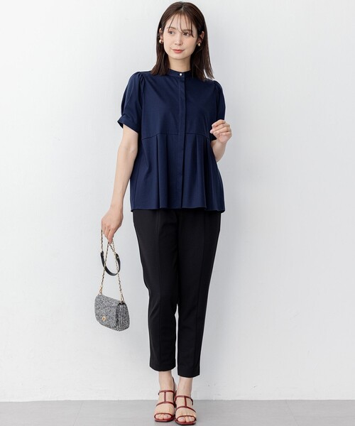 組曲（クミキョク）の「プレーティング天竺5分袖 カットソー（Tシャツ/カットソー・レディース・アイボリー系/サックスブルー系/ネイビー系・6/5/7）」の18枚目の写真