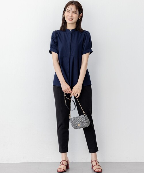 組曲（クミキョク）の「プレーティング天竺5分袖 カットソー（Tシャツ/カットソー・レディース・アイボリー系/サックスブルー系/ネイビー系・6/5/7）」の19枚目の写真