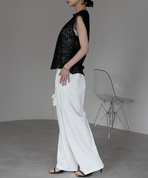 each（イーチ）の「レースフレンチTシャツ（Tシャツ/カットソー・レディース・アイボリー/ブラック・FREE）」の20枚目の写真