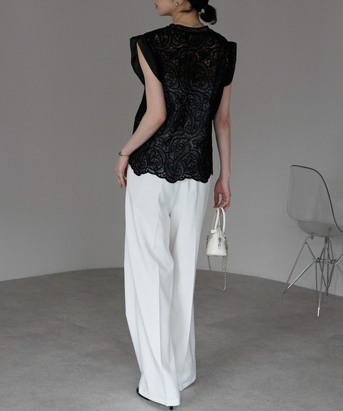 each（イーチ）の「レースフレンチTシャツ（Tシャツ/カットソー・レディース・アイボリー/ブラック・FREE）」の19枚目の写真