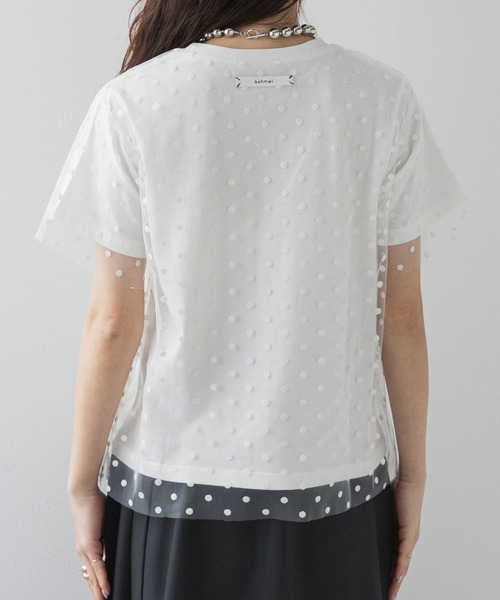 bohmal（ボマール）の「チュールレイヤード箔プリントTシャツ（Tシャツ/カットソー・レディース・ホワイト/ブラック/ホワイト×ブラック・FREE）」の10枚目の写真