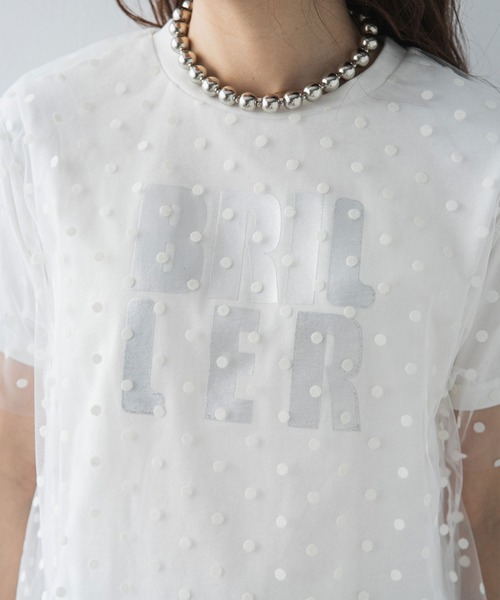 bohmal（ボマール）の「チュールレイヤード箔プリントTシャツ（Tシャツ/カットソー・レディース・ホワイト/ブラック/ホワイト×ブラック・FREE）」の12枚目の写真