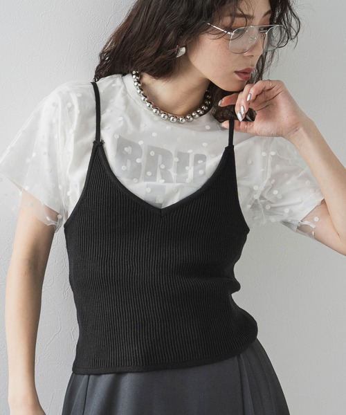 bohmal（ボマール）の「チュールレイヤード箔プリントTシャツ（Tシャツ/カットソー・レディース・ホワイト/ブラック/ホワイト×ブラック・FREE）」の21枚目の写真