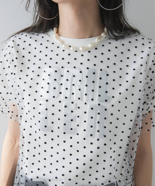 bohmal（ボマール）の「チュールレイヤード箔プリントTシャツ（Tシャツ/カットソー・レディース・ホワイト/ブラック/ホワイト×ブラック・FREE）」の8枚目の写真