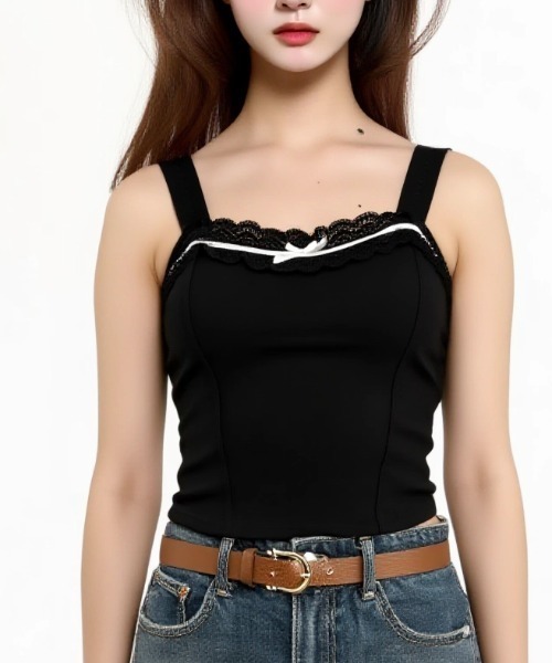 セール】カップ付きレースリボンキャミ（キャミソール