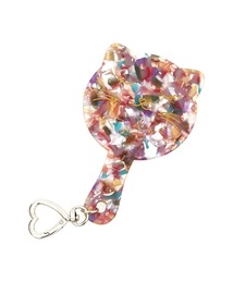 an meets zakka（アンミツザッカ）の「an meets zakka ハート型キーリング付きマーブルカラー猫手鏡（手鏡/メイクミラー）」