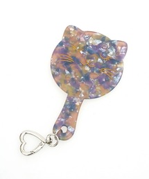 an meets zakka（アンミツザッカ）の「an meets zakka ハート型キーリング付きマーブルカラー猫手鏡（手鏡/メイクミラー）」