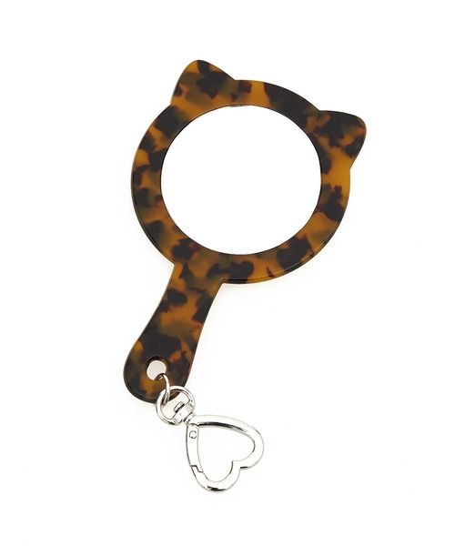 an meets zakka ハート型キーリング付きマーブルカラー猫手鏡