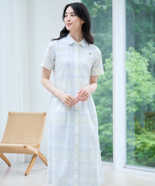 Arnold Palmer（アーノルドパーマー）の「マドラスチェック シャツワンピース（ワンピース・レディース・ブルー/ワイン/イエロー/ベージュ・S/L/M）」の3枚目の写真