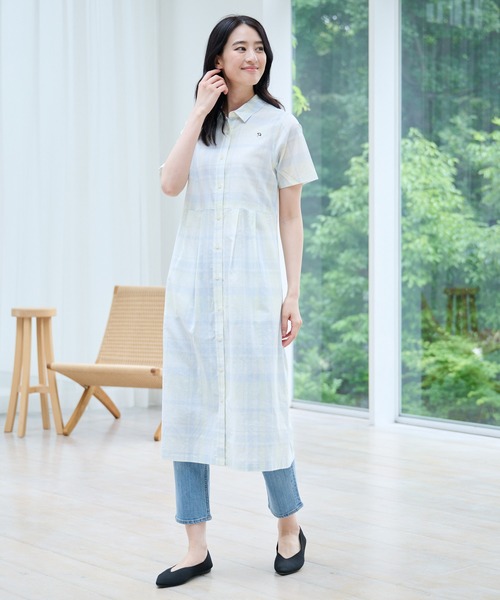 Arnold Palmer（アーノルドパーマー）の「マドラスチェック シャツワンピース（ワンピース・レディース・ブルー/ワイン/イエロー/ベージュ・S/L/M）」の13枚目の写真