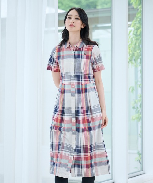 Arnold Palmer（アーノルドパーマー）の「マドラスチェック シャツワンピース（ワンピース・レディース・ブルー/ワイン/イエロー/ベージュ・S/L/M）」の8枚目の写真