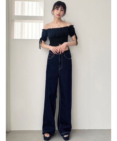 RESEXXY（リゼクシー）の「シャーリングクロップドトップス（Tシャツ/カットソー・レディース・ピンク/イエロー/ブラック・FREE）」の14枚目の写真