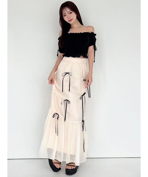 RESEXXY（リゼクシー）の「シャーリングクロップドトップス（Tシャツ/カットソー・レディース・ピンク/イエロー/ブラック・FREE）」の17枚目の写真