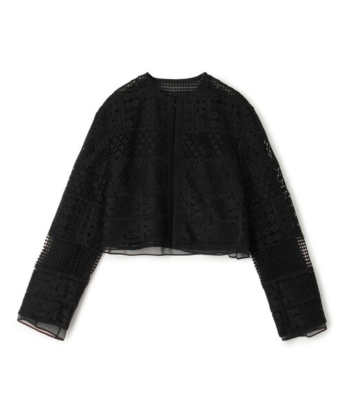 25SS【DES PRÉS】パッチワークレース ノーカラーブルゾン パッチワークレース ノーカラーブルゾン（ダウンジャケット/コート