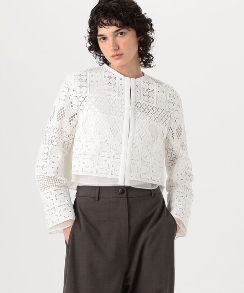 25SS【DES PRÉS】パッチワークレース ノーカラーブルゾン パッチワークレース ノーカラーブルゾン（ダウンジャケット/コート