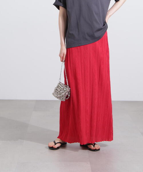 N.（N. Natural Beauty Basic）（エヌエヌナチュラルビューティーベーシック）の「シャドーチェックイージースカート（スカート・レディース・ブラック/レッド・MEDIUM）」の7枚目の写真