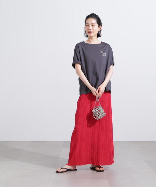 N.（N. Natural Beauty Basic）（エヌエヌナチュラルビューティーベーシック）の「シャドーチェックイージースカート（スカート・レディース・ブラック/レッド・MEDIUM）」の5枚目の写真