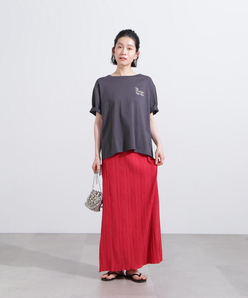 N.（N. Natural Beauty Basic）（エヌエヌナチュラルビューティーベーシック）の「シャドーチェックイージースカート（スカート・レディース・ブラック/レッド・MEDIUM）」の6枚目の写真